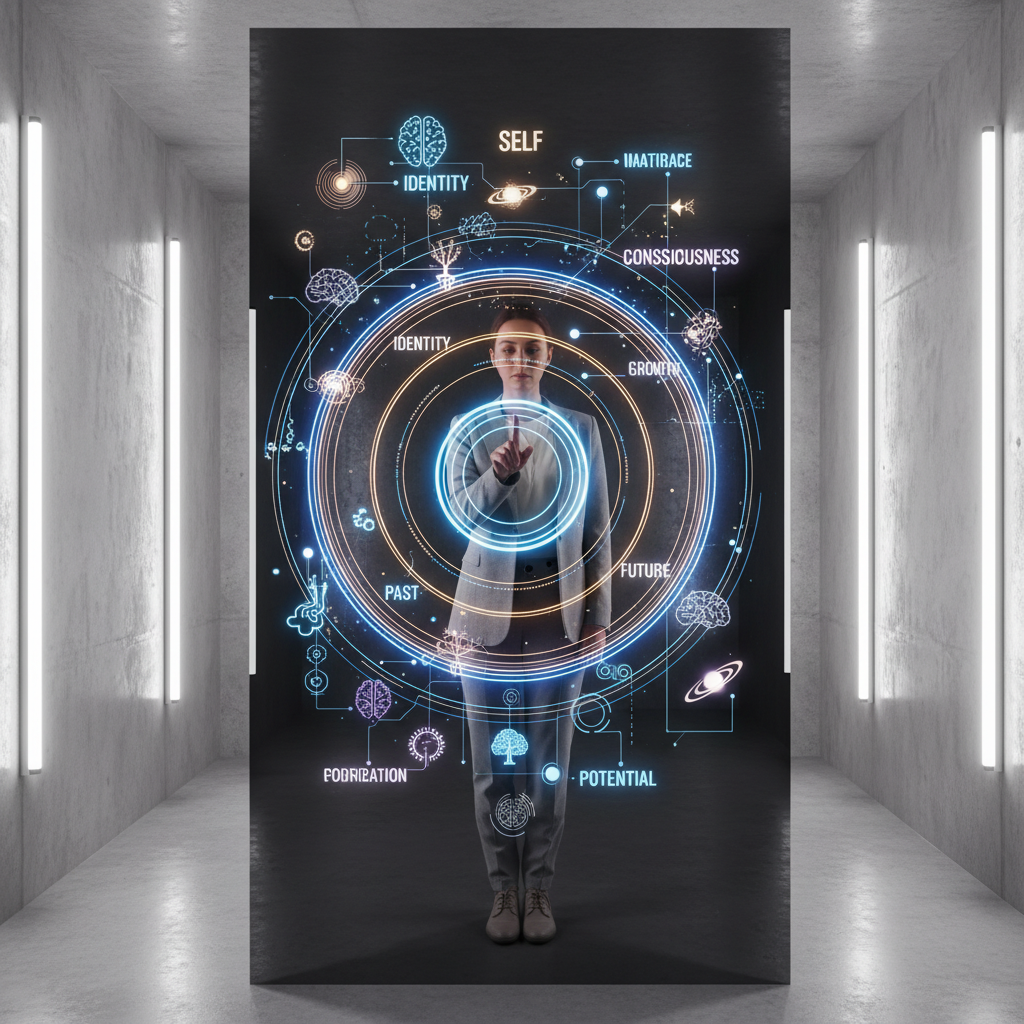 A person using a digital mirror to see the truth of their inner mind-map