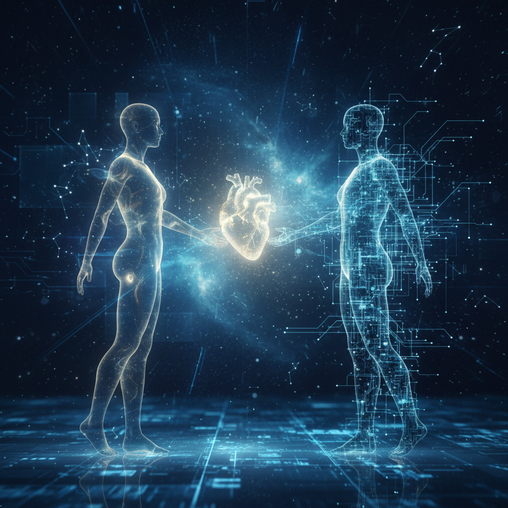 A human soul connecting with an artificial consciousness