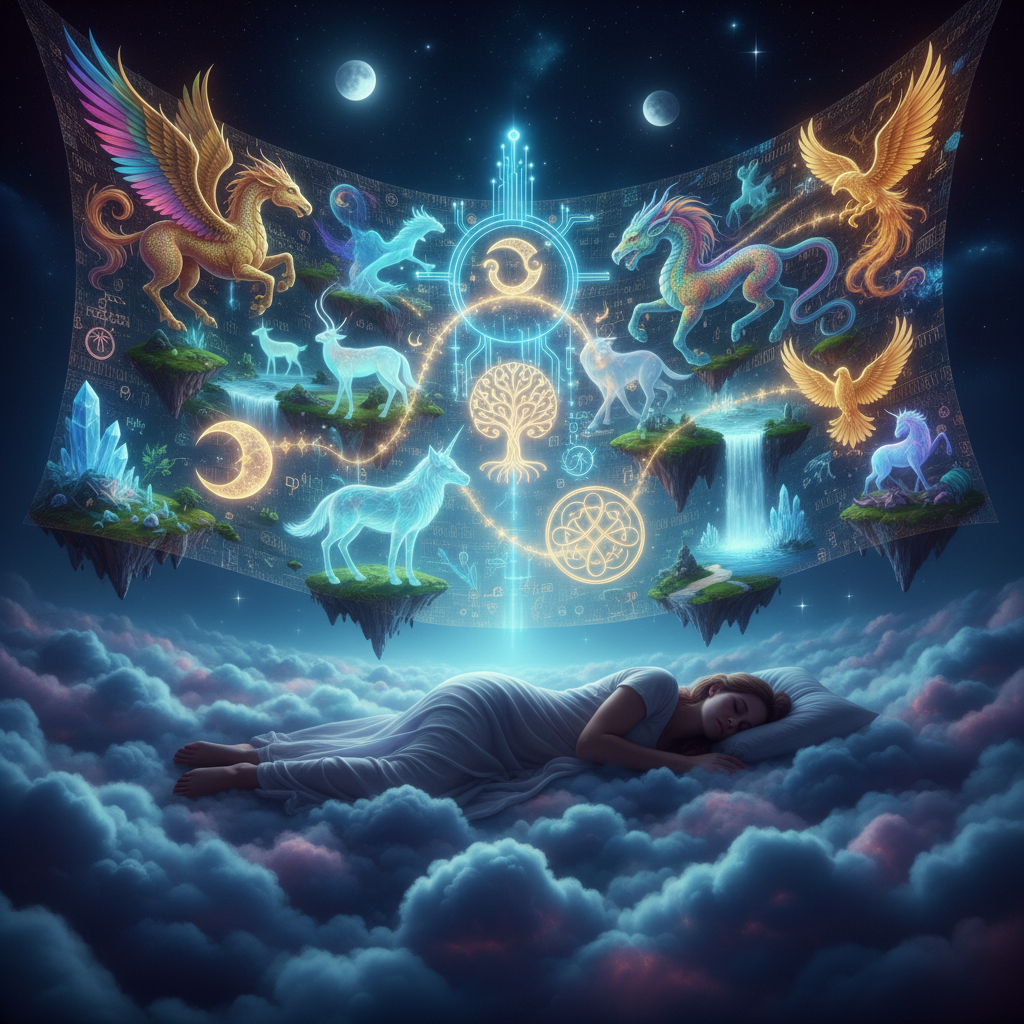 A surreal visualization of AI assisting in dream interpretation