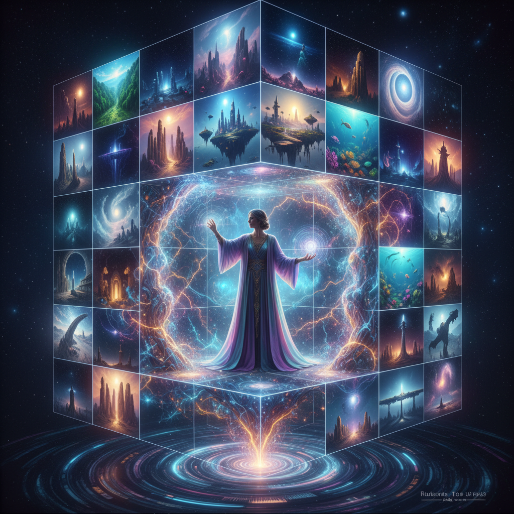 A tesseract of light representing multi-dimensional reality