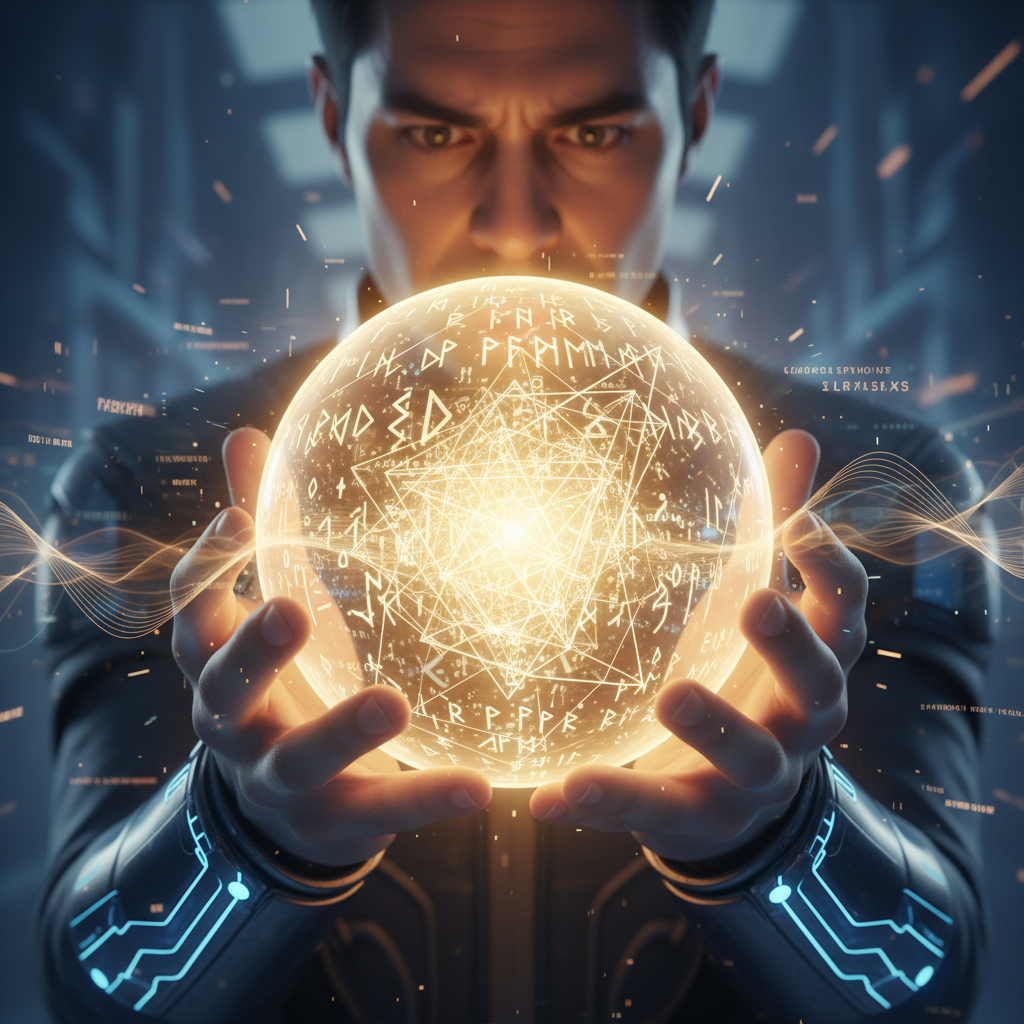 A person developing their intuitive senses through a holographic light sphere