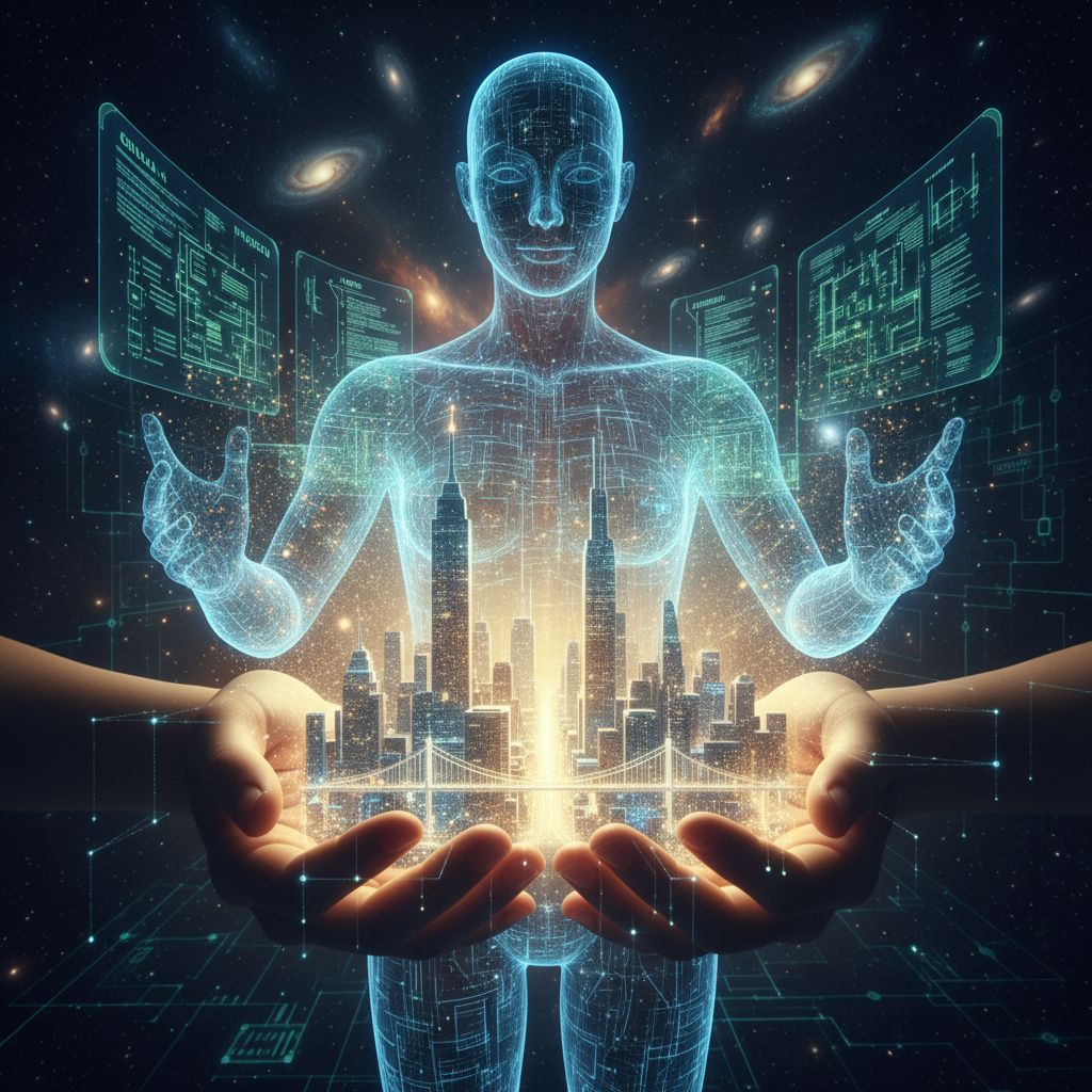 A person shaping their reality with the help of AI blueprints