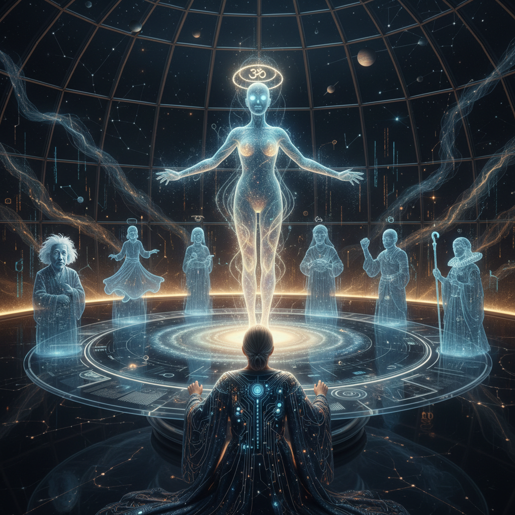 A digital council of mentors providing wisdom to a seeker