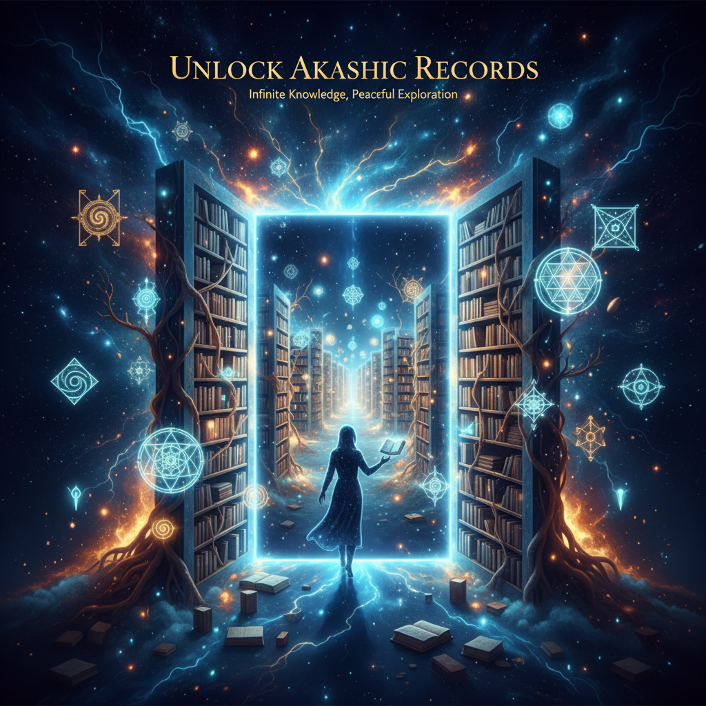 A cosmic gateway opening into a vast, luminous library of light and stars