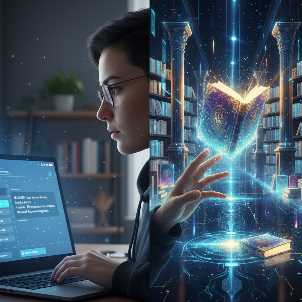 A person experiencing an immersive Akashic roleplay session with an AI guide